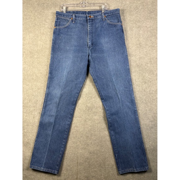 Wrangler Other - Wrangler 13MWZ Cowboy Cut Jeans High‎ Rise Straight Leg 38x34 Blue Denim Mens